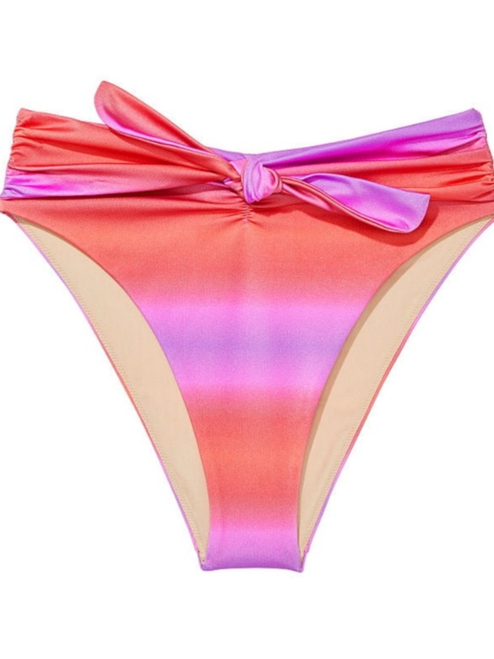 Victoria's Secret Pink & Orange Gradient Tie-Front High-Waist Bikini Bottom XL